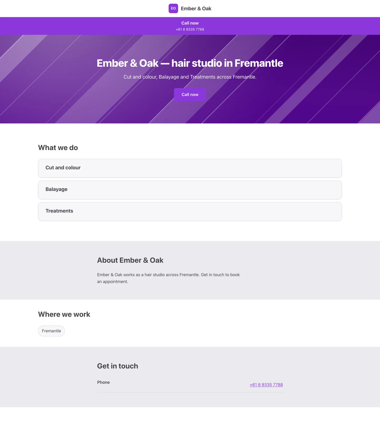 The Signal design, generated for a hair studio in Fremantle.
